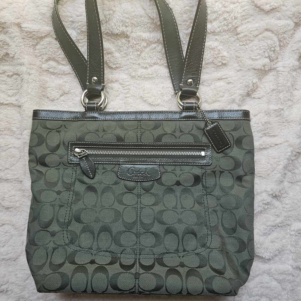 Coach Olive Green Signature Shoulder Bag